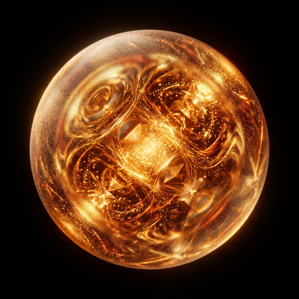 Abstract glowing amber sphere
